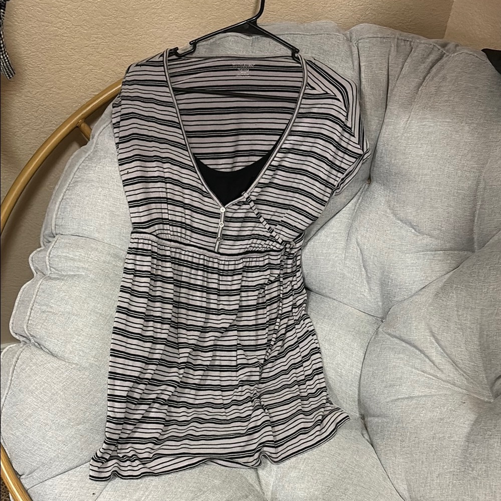 Motherhood Maternity Black and White Striped Blouse